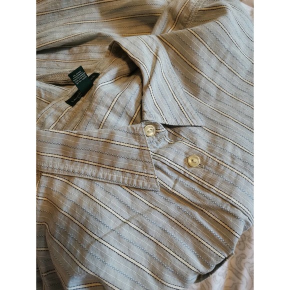 LRL Lauren Jeans Co. light blue striped button down sz 1x double pockets - Picture 8 of 8